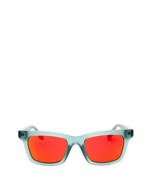 Adidas Red Rectangle-Frame Sunglasses