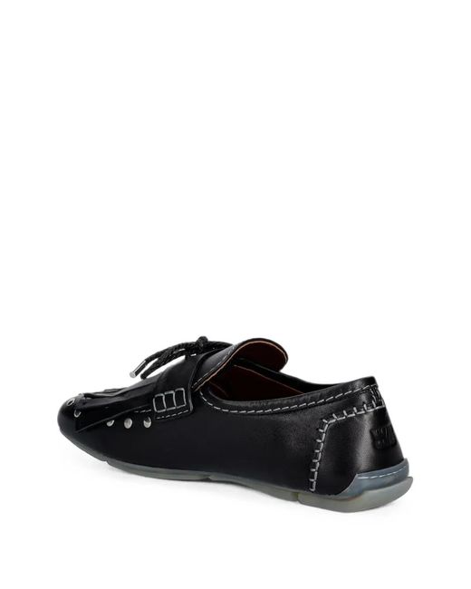 Wales Bonner White Studded Fringed Loafers