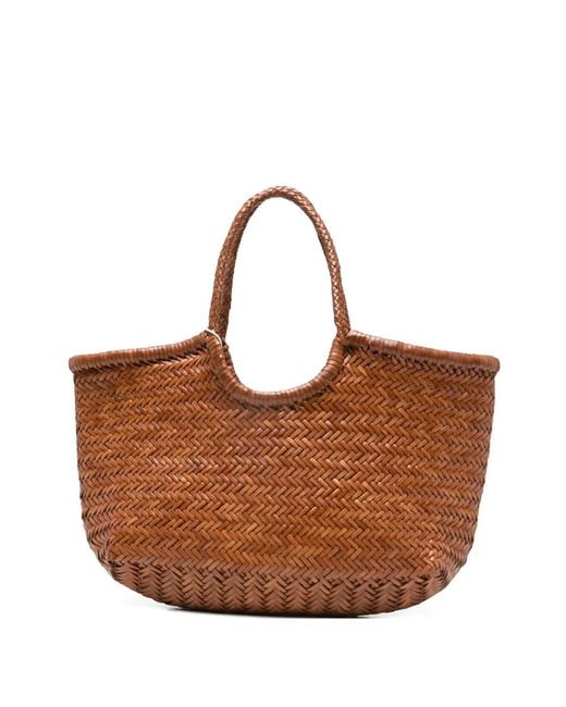 Dragon Diffusion Brown Woven Basket Handle Backpack