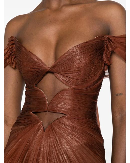 Maria Lucia Hohan Brown Catarina Plissé-Effect Maxi Dress