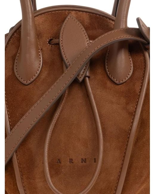Marni Brown Suede Tulipea Small Handbag