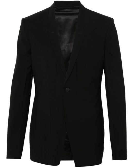 Rick Owens Black Fogpocket Soft Wool Blazer for men