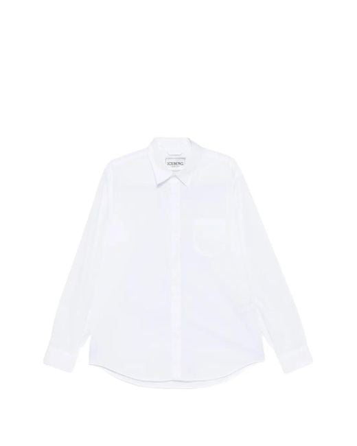 Iceberg White Chest-Pocket Buttoned Shirt for men