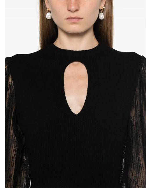 Twinset Black Knitted Viscose-Blend Midi Dress