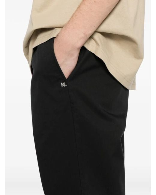 Karl Lagerfeld Black Logo-Plaqued Straight-Leg Trousers for men