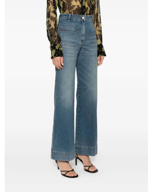 Victoria Beckham Logo-patch Jeans Blue