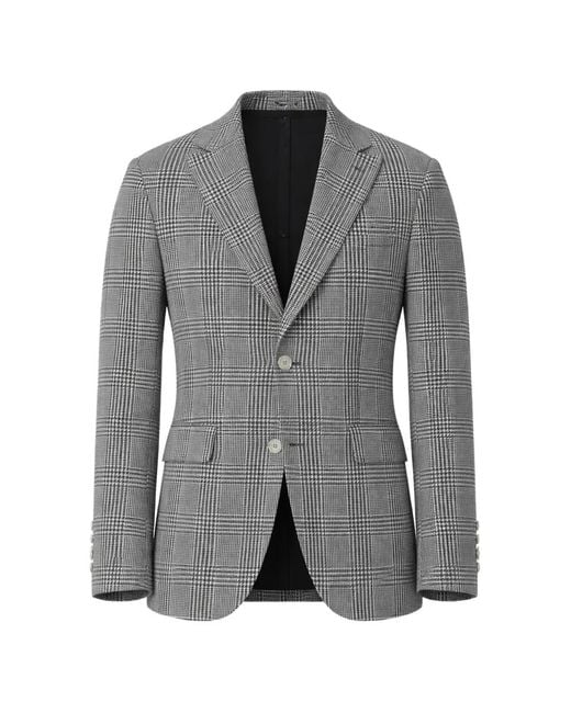 Brunello Cucinelli Gray Checked Single-Breasted Jacket for men