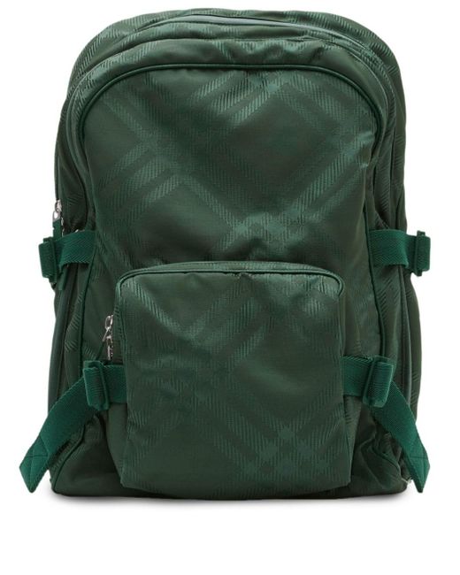Burberry Green Checked Jacquard Backpack for men
