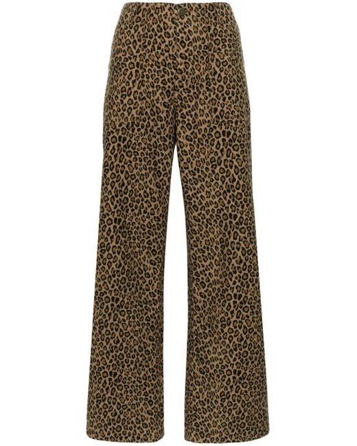 R13 Natural Leopard-print Wide-leg Trousers
