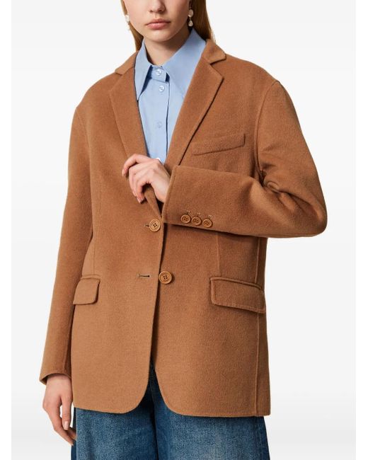 Twinset Brown Single-Breasted Wool Coat