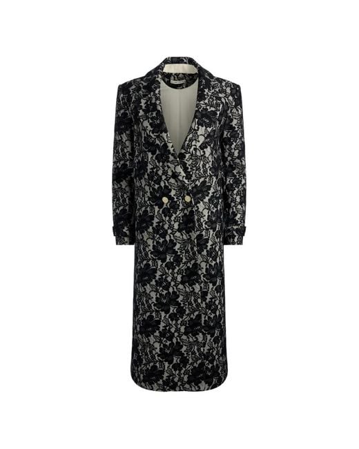 Alice + Olivia Black Jimmy Floral Long Coat
