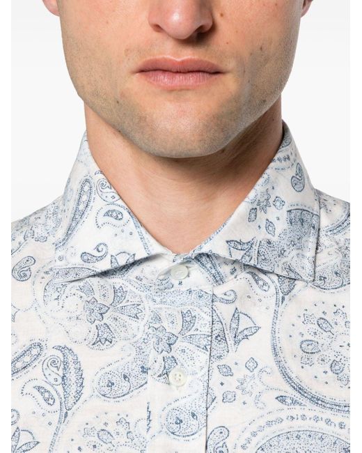 Chemise en coton à imprimé cachemire Brunello Cucinelli pour homme en coloris White