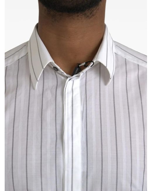 Dolce & Gabbana Gray Pinstripe-Print Shirt for men
