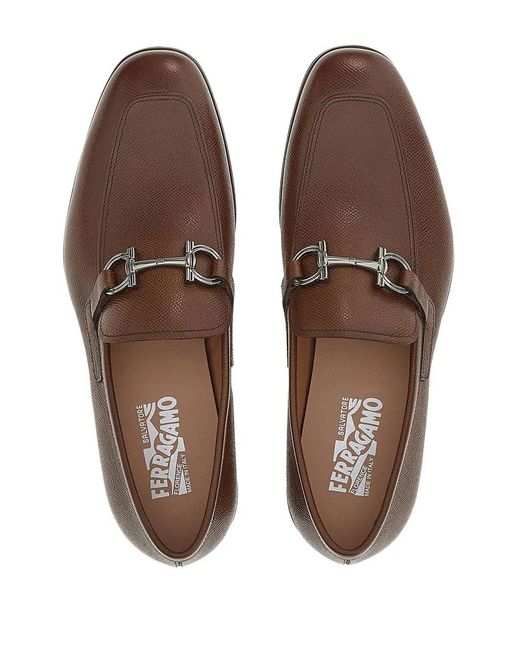 Ferragamo Brown Gancini-Ornament Moccasins for men