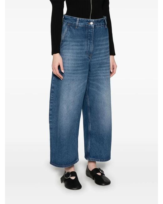 Studio Nicholson Blue Washed Wide-Leg Denim Jeans