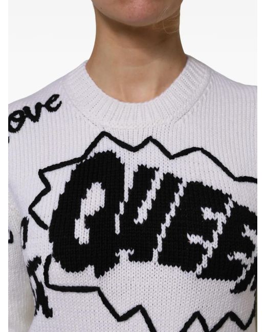 Dolce & Gabbana Gray Intarsia-Knit Long-Sleeve Sweater