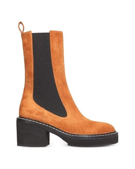 Khaite Orange Suede Boots
