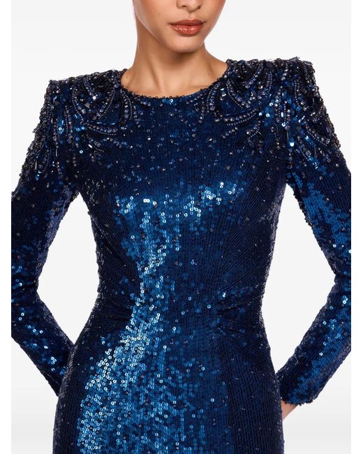 Jenny Packham Blue Dulcet Sequin-Embellished Dress
