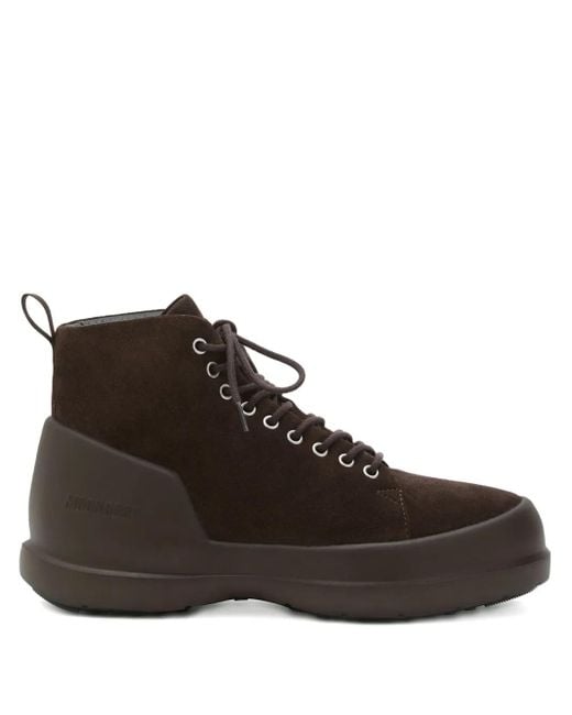 Moon Boot Brown Mezzaluna Dark Suede Lace Up Mid Boots for men
