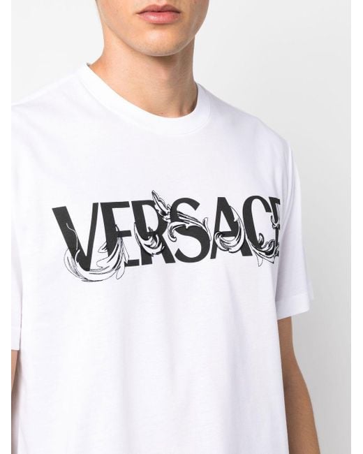 メンズ Versace ヴェルサーチェ ロゴ Tシャツ White