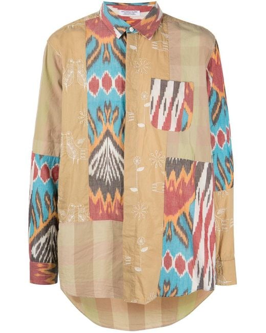 Engineered Garments Brown Patchwork Stripe Longline Shirt for men