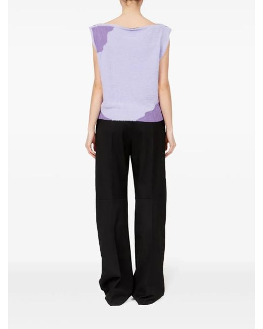 MM6 by Maison Margiela Purple Boat-Neck Sleeveless Top