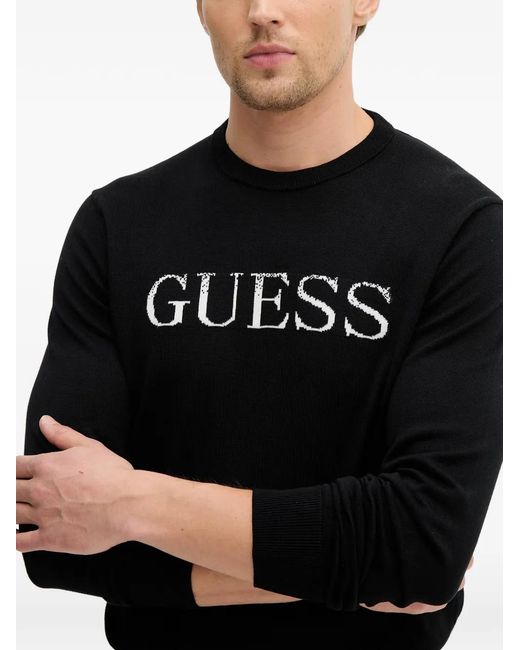Guess Black Crew Neck Sweater for men