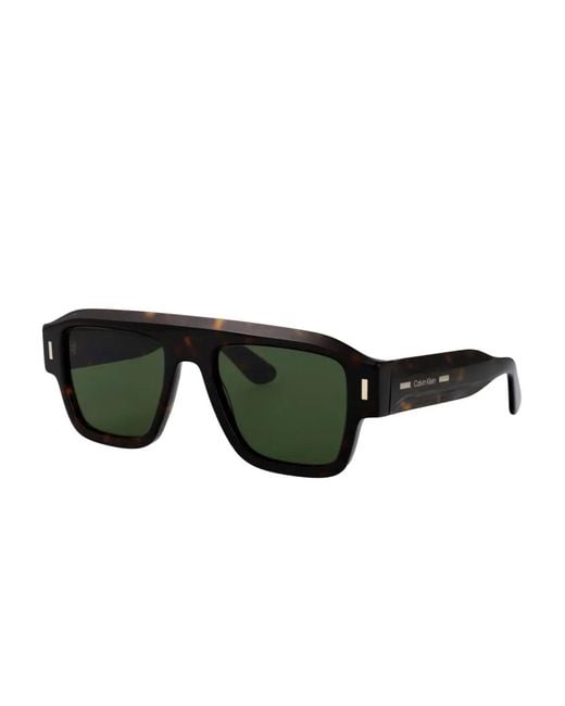 Calvin Klein Green Tortoiseshell-Pattern Sunglasses for men