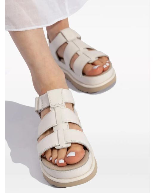 Ugg White Leather Platform Sandals 'Goldenstar'