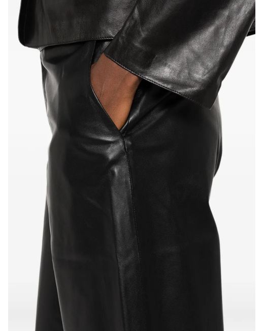 Arma Black Wide-Leg Leather Trousers