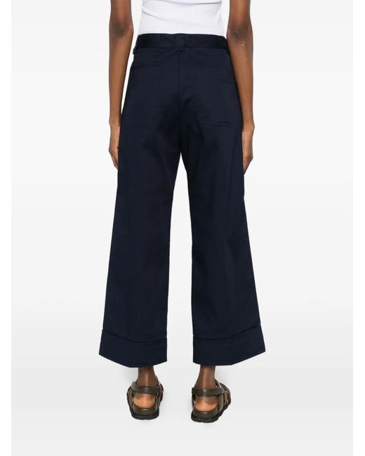 White Sand Blue Cuffed Ample Trousers