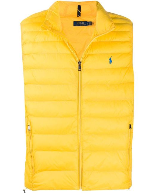 Chaleco acolchado con logo bordado Polo Ralph Lauren de hombre de color Yellow