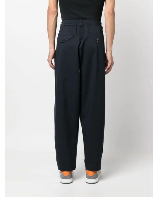 Universal Works Blue Elasticated-Waistband Tapered Trousers for men