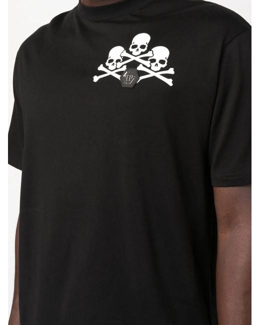 Philipp Plein Black Skull-Print Detail T-Shirt for men
