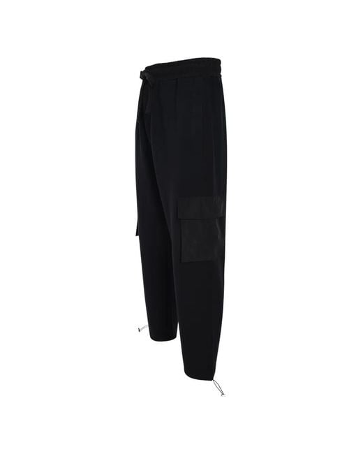 hinnominate Black Drawstring-Fastening Cargo Trousers for men