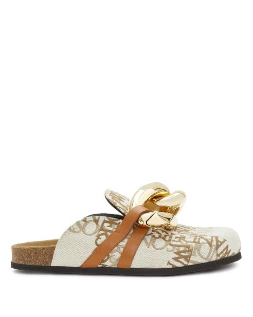 J.W. Anderson White Chain Logo Grid Mules
