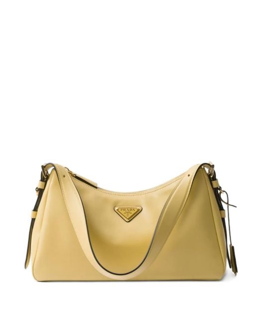 Prada Natural Medium Aimée Leather Shoulder Bag