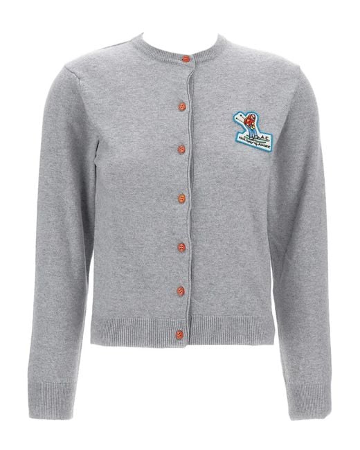 ALESSANDRO ENRIQUEZ Gray Cardigan mit Logo-Patch