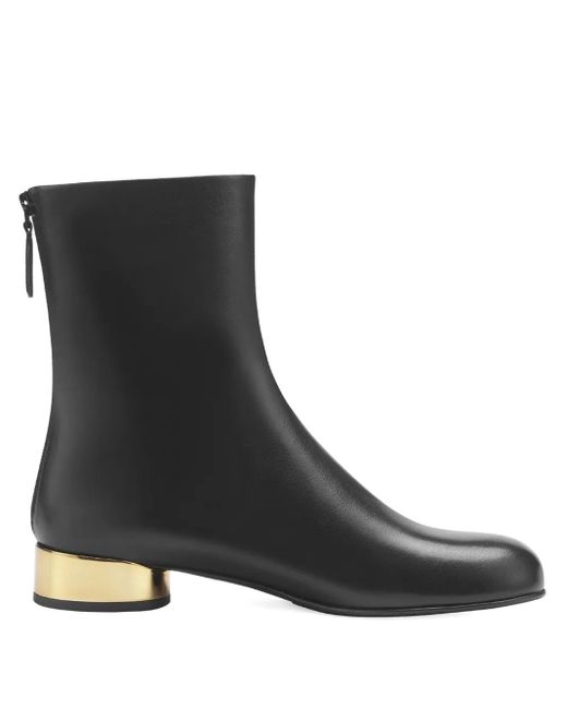 POTAMY Black Leather Ankle Boots