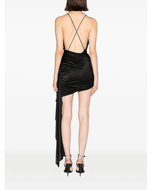 Alexandre Vauthier Black Asymmetric-Draped Minidress