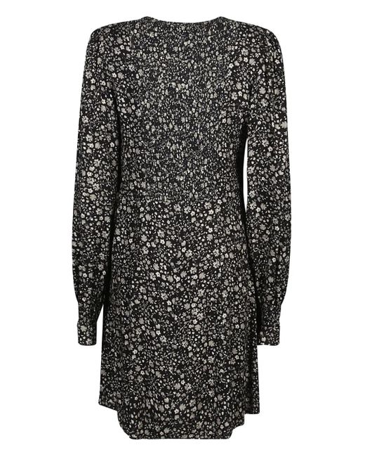 Mar De Margaritas Black Floral-Print Smocked Mini Dress