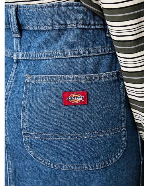 Dickies Blue Button-Front Denim Midi Skirt