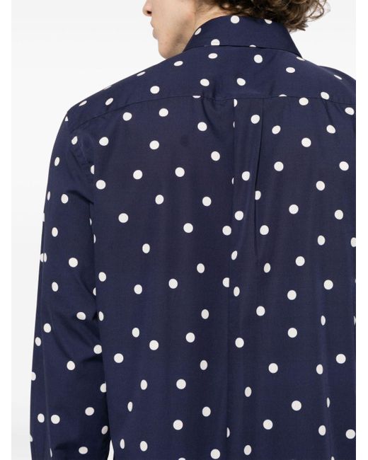 Paul Smith Blue Polka Dot-print Cotton Shirt for men