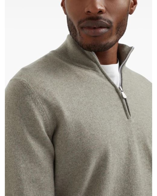 Brunello Cucinelli Kasjmier Poloshirt Met Rits in het Gray voor heren