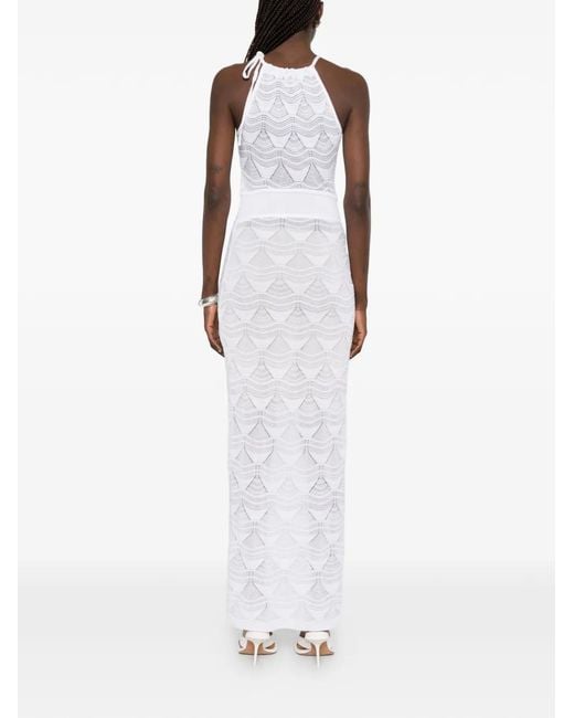 Just Cavalli White Tie-Neck Pattern Dress