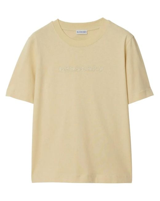Burberry Natural Logo-Embroidered Cotton T-Shirt