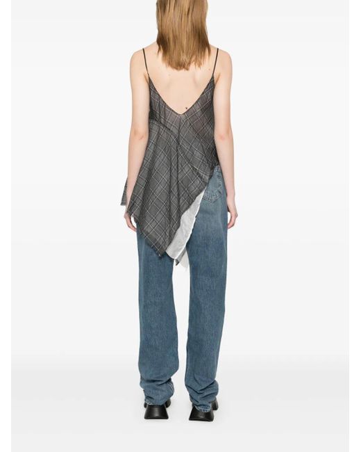 Marc Le Bihan Gray Checked Top