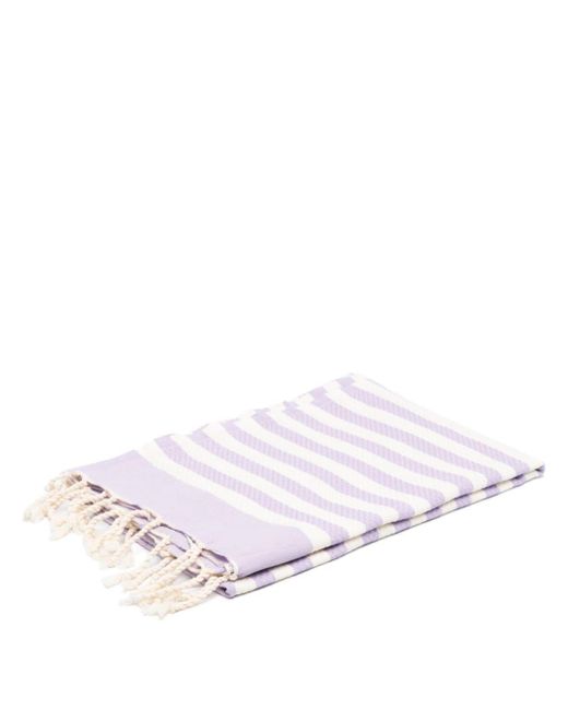 Mc2 Saint Barth White Striped Honeycomb-knit Towel