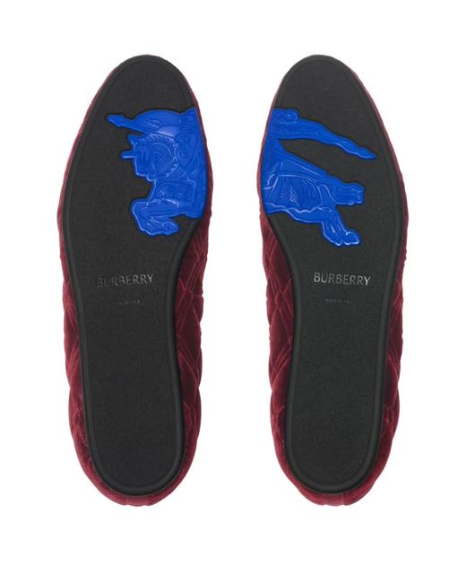 Burberry Red Estate Quilted Crest Loafers for men