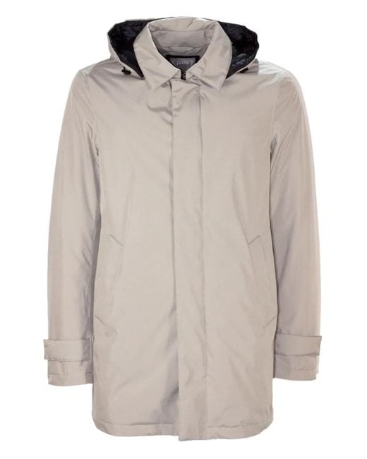 Herno White Concealed-Fastening Hooded Jacket for men